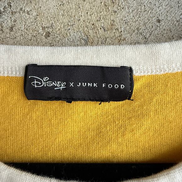 Disney Junk Food Belle Quote Yellow Graphic Tee Adventure Ringer T Shirt M - Picture 2 of 4